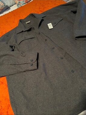 Men's Dark Gray Wool-Blend Shirt Jacket L.l.Bean xl soft Chamois shirt